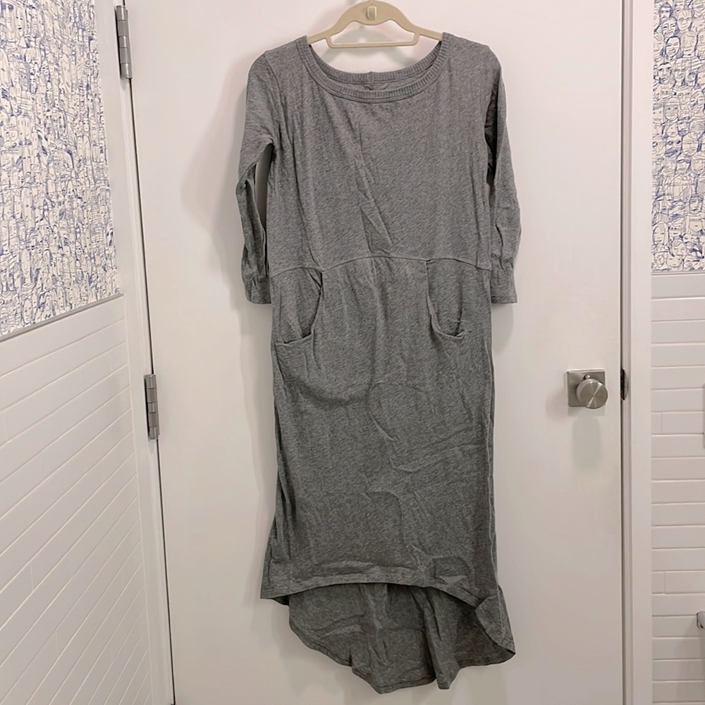 Enza Costa cashmere blend 3/4 sleeve high low cozy dress with pockets